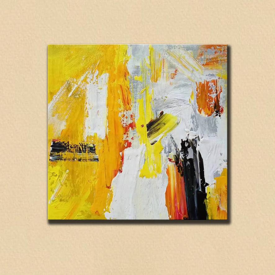 Yellow Abstract Canvas Painting Abstract Canvas Wall Art P9PAR wall art
